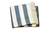 Cream and Slate Slanted Stripe Fringed Throw Blanket - Homeroots - Flyclothing LLC