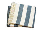 Cream and Slate Slanted Stripe Fringed Throw Blanket - Homeroots - Flyclothing LLC