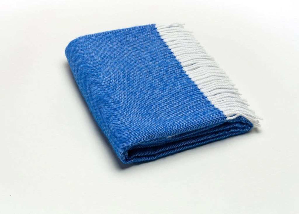 Royal Blue Soft Acrylic Herringbone Throw Blanket - Homeroots - Flyclothing LLC