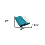 Dark Teal Soft Acrylic Herringbone Throw Blanket - Homeroots - Flyclothing LLC