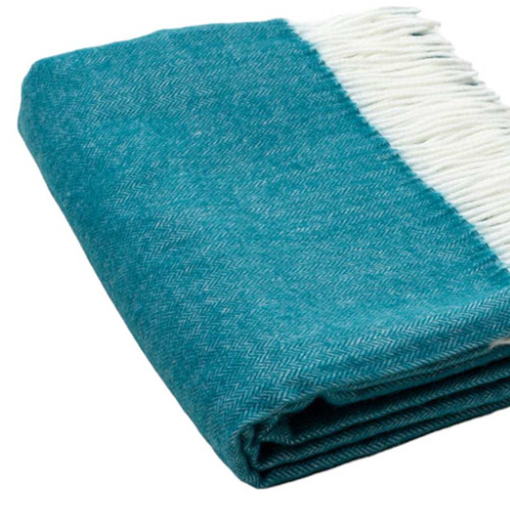 Dark Teal Soft Acrylic Herringbone Throw Blanket - Homeroots - Flyclothing LLC