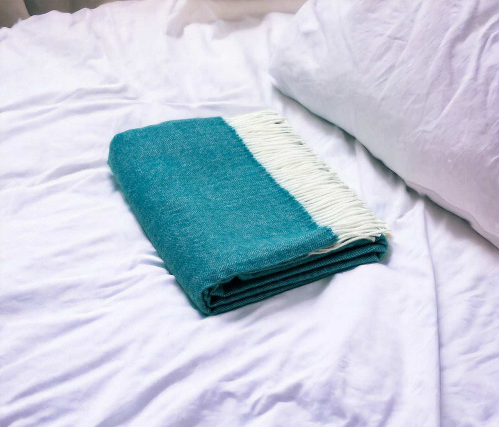 Dark Teal Soft Acrylic Herringbone Throw Blanket - Homeroots - Flyclothing LLC