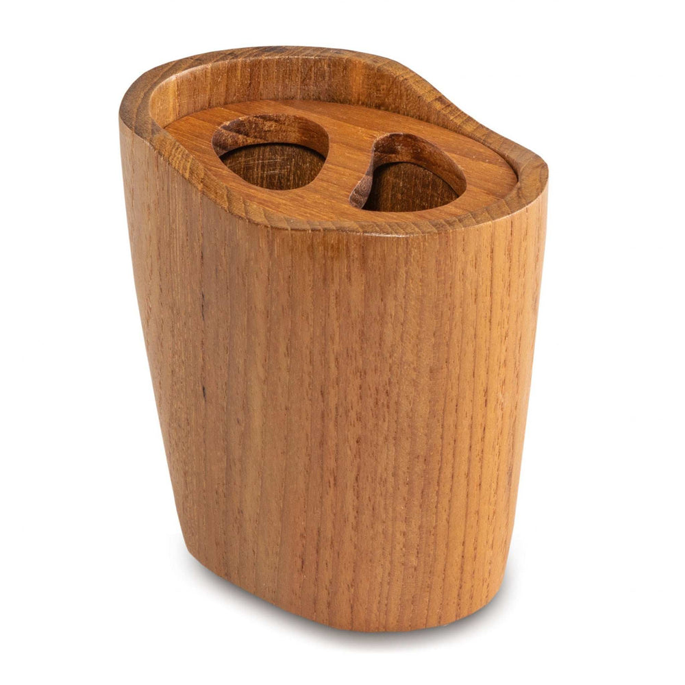 Natural Brown Solid Teak Oval Toothbrush Holder - Homeroots - Flyclothing LLC
