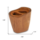 Natural Brown Solid Teak Oval Toothbrush Holder - Homeroots - Flyclothing LLC