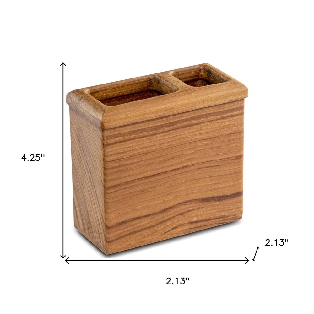 Traditional Solid Teak Rectangular Toothbrush Holder - Homeroots - Flyclothing LLC