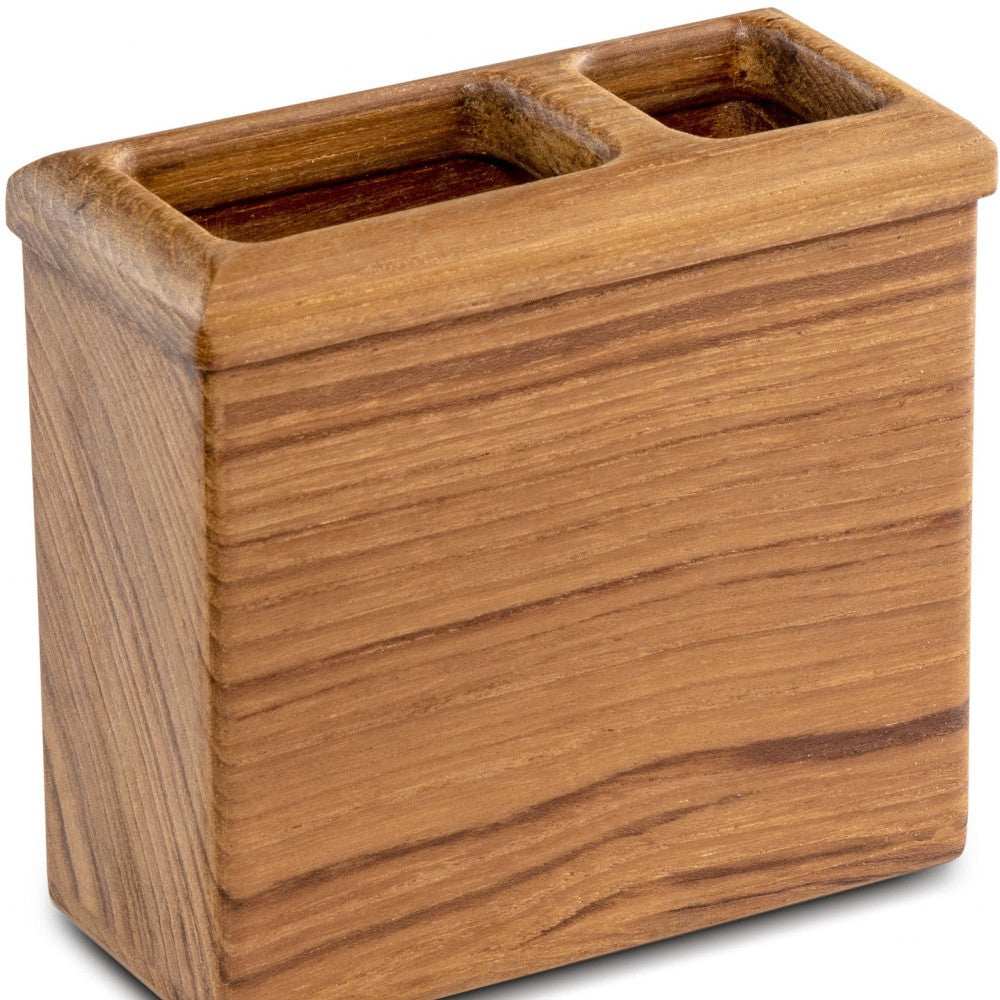 Traditional Solid Teak Rectangular Toothbrush Holder - Homeroots - Flyclothing LLC