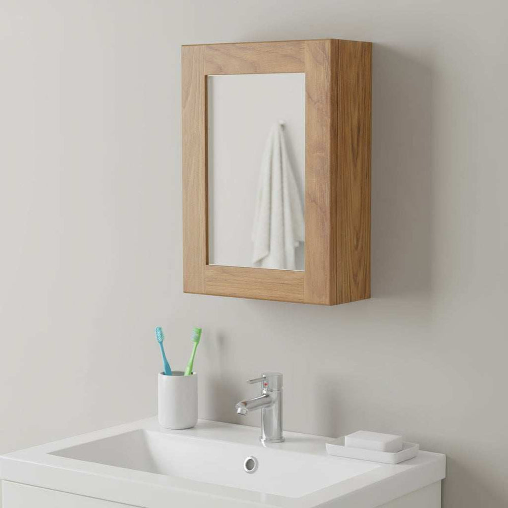 Traditional Solid Teak Hanging Mirrored Medicine Cabinet - Homeroots - Flyclothing LLC