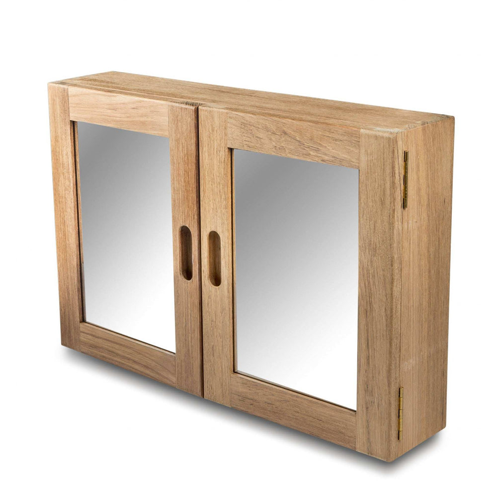 Traditional Solid Teak Double Door Mirrored Medicine Cabinet - Homeroots - Flyclothing LLC