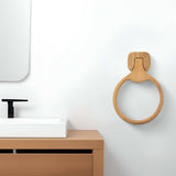 Natural Solid Teak Wood Wall Mount Towel Ring - Homeroots - Flyclothing LLC