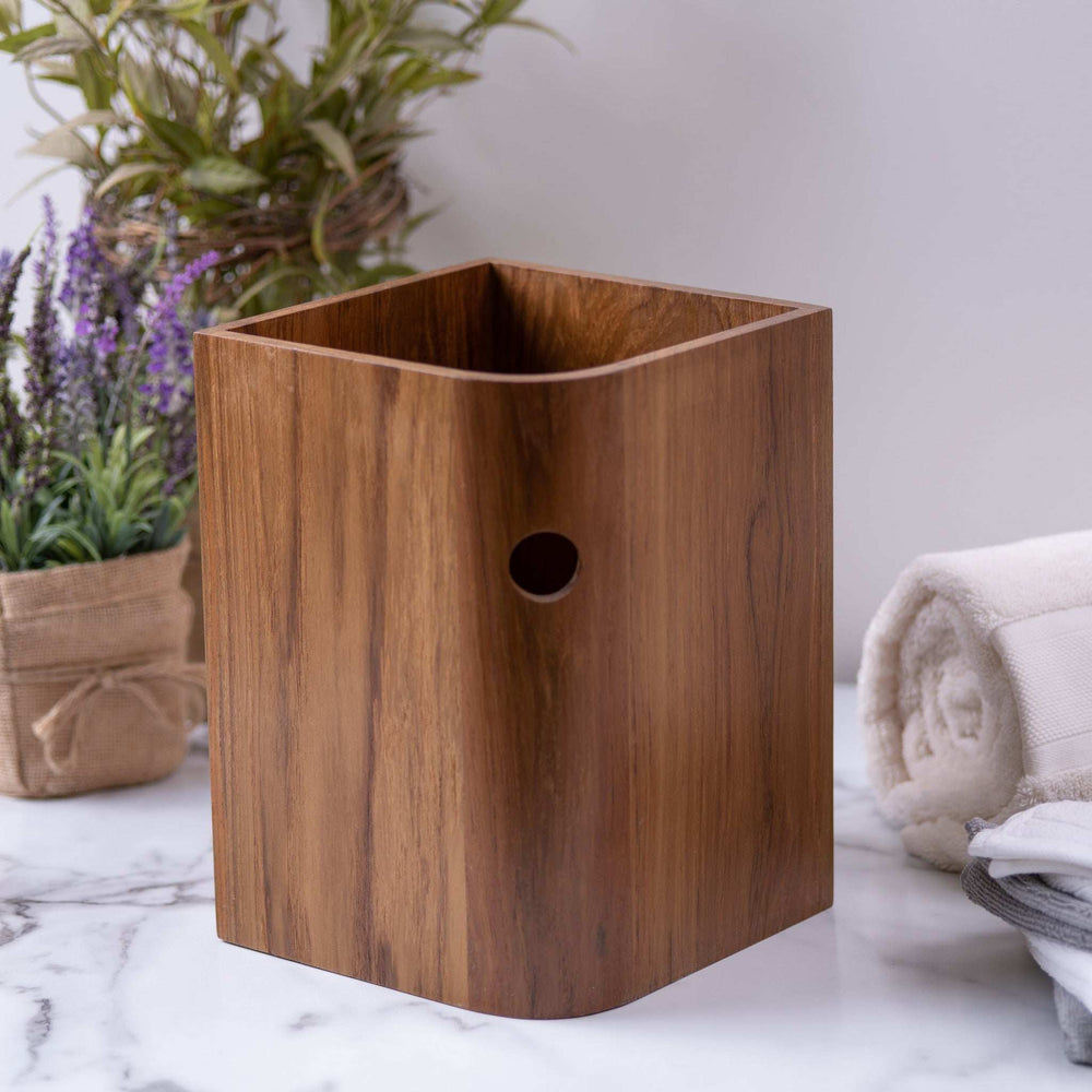 Designer Genuine Teak Waste Basket - Homeroots - Flyclothing LLC