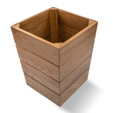 10" Traditional Solid Teak Small Waste Basket - Homeroots - Flyclothing LLC