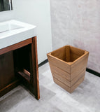 10" Traditional Solid Teak Small Waste Basket - Homeroots - Flyclothing LLC