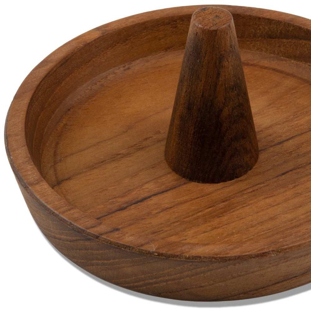 Traditional Solid Teak Ring Cone Jewelry Dish - Homeroots - Flyclothing LLC