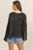 HYFVE Cable Knit V-Neck Dropped Shoulder Oversized Sweater - Trendsi - Flyclothing LLC
