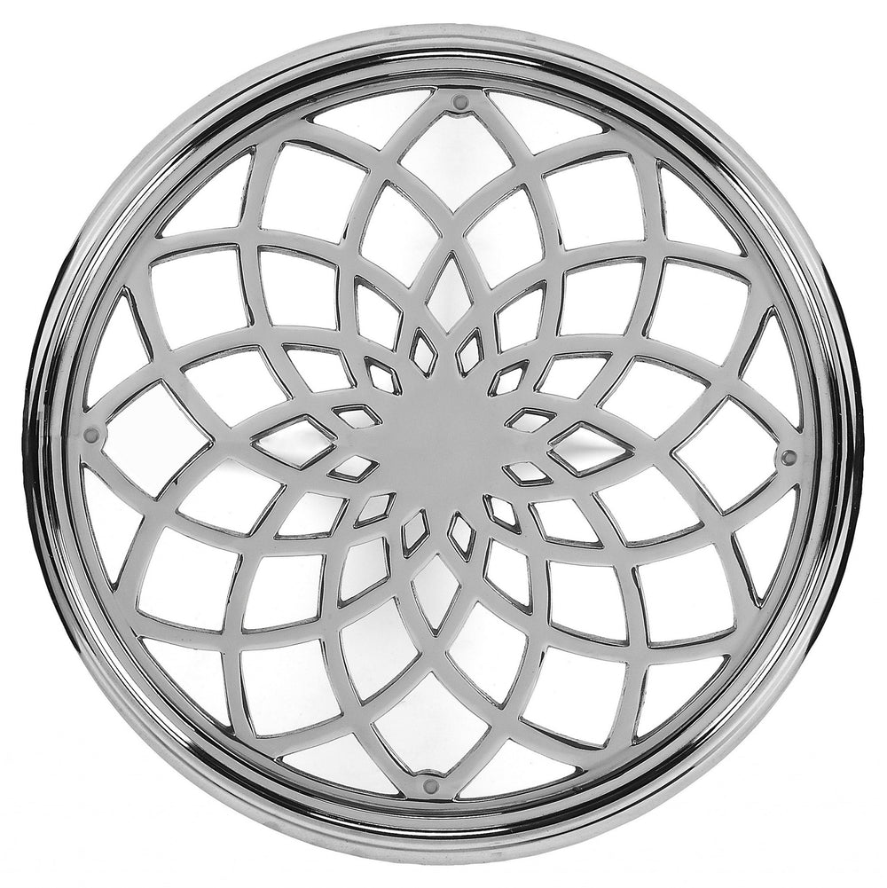 26" Silver Aluminum Open Lattice Round Top End Table - Homeroots - Flyclothing LLC