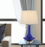 Set Of Two 26" Silver Metal Two Light Bedside Table Lamps With White Globe Shade - Homeroots - Flyclothing LLC