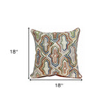 18" Beige and Brown Cotton Throw Pillow With Embroidery - Homeroots - Flyclothing LLC