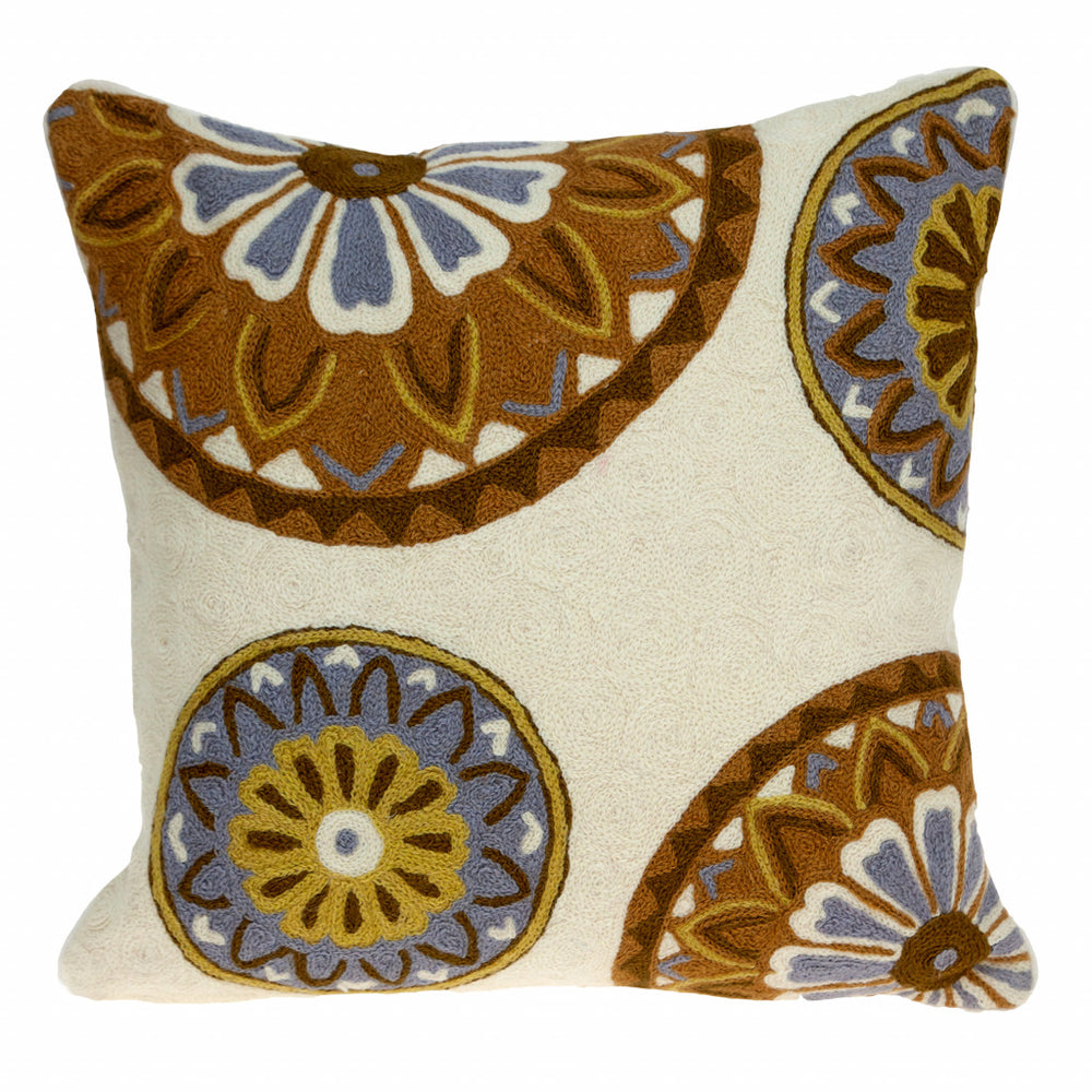 20" Beige and Brown Cotton Throw Pillow - Homeroots - Flyclothing LLC