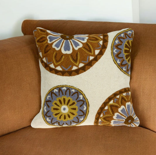 20" Beige and Brown Cotton Throw Pillow - Homeroots