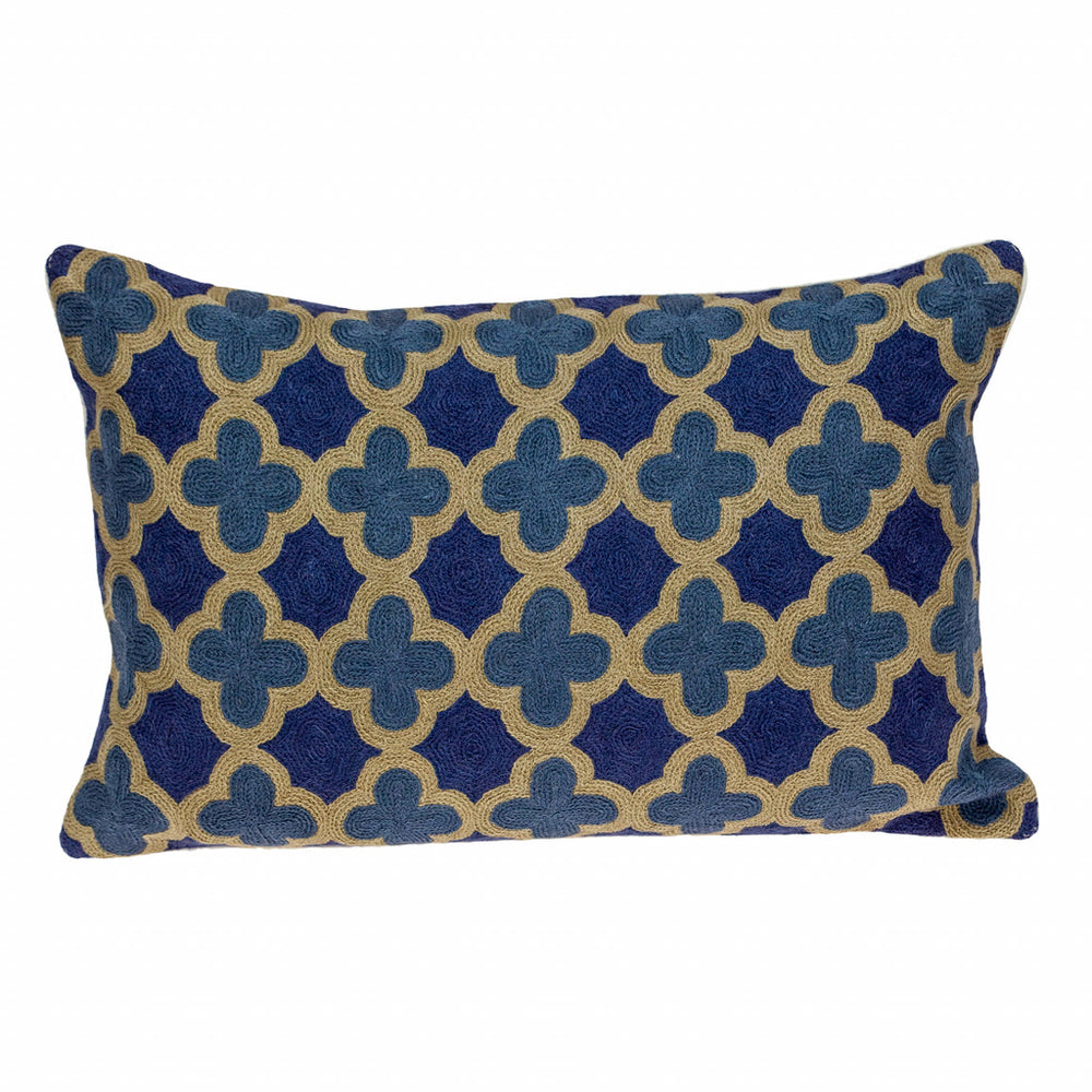 12" X 20" Blue Cotton Throw Pillow - Homeroots - Flyclothing LLC