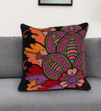 20" Black and Orange Cotton Throw Pillow With Embroidery - Homeroots - Flyclothing LLC