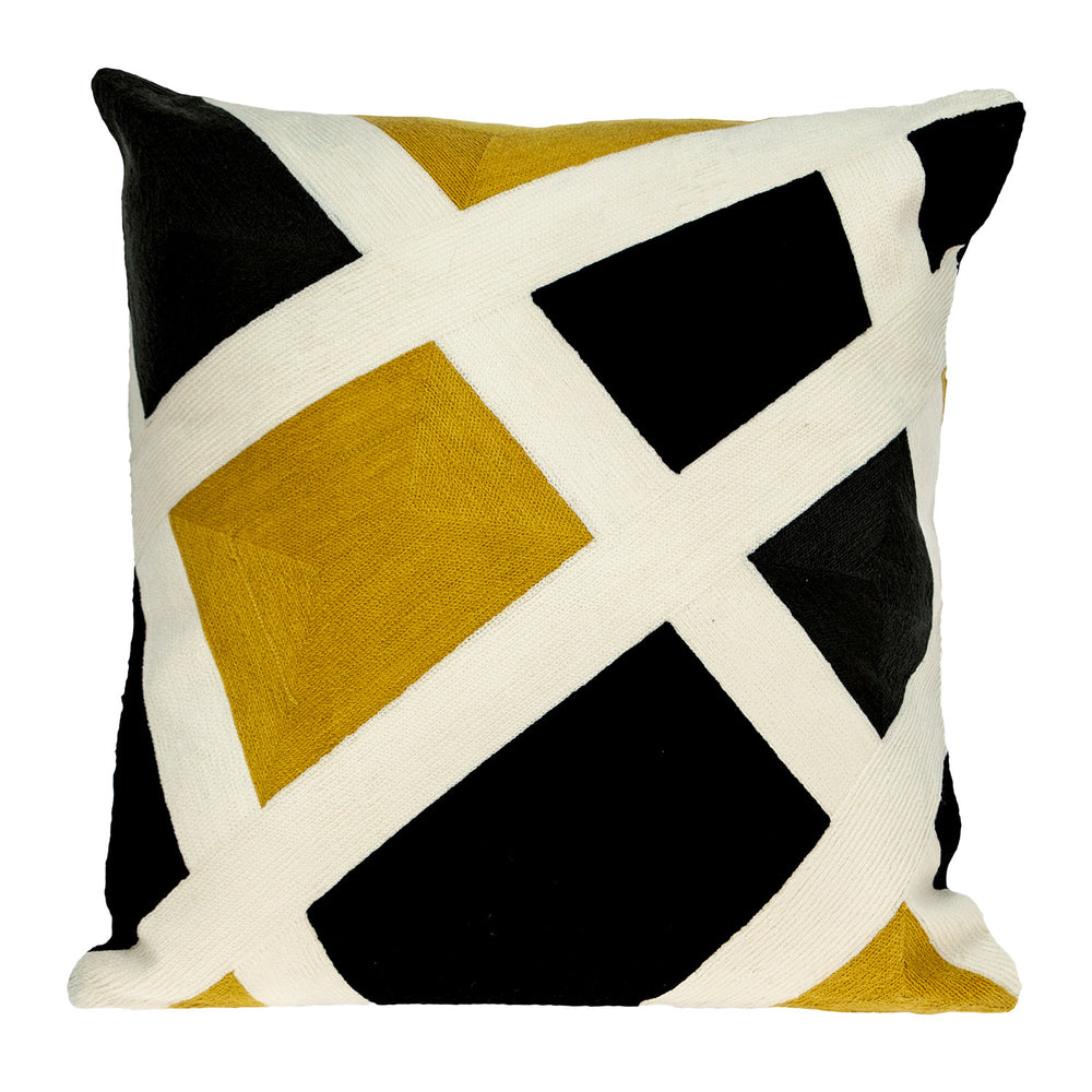 20" Black and Yellow Cotton Throw Pillow - Homeroots - Flyclothing LLC