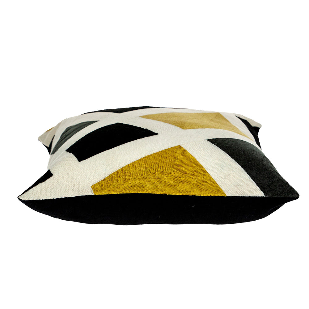 20" Black and Yellow Cotton Throw Pillow - Homeroots - Flyclothing LLC