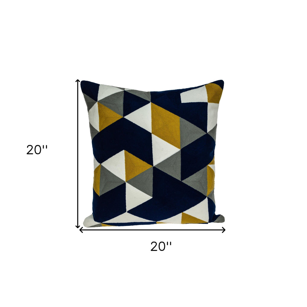 20" Blue and White Cotton Throw Pillow - Homeroots - Flyclothing LLC