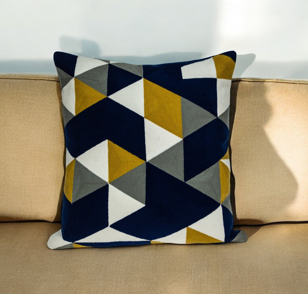 20" Blue and White Cotton Throw Pillow - Homeroots - Flyclothing LLC