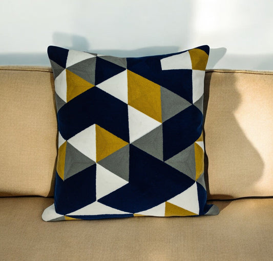 20" Blue and White Cotton Throw Pillow - Homeroots