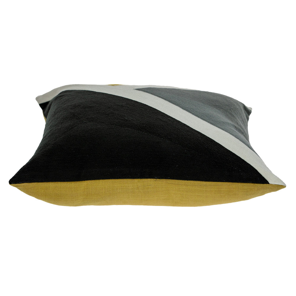20" Black and Yellow Geometric Cotton Throw Pillow - Homeroots - Flyclothing LLC