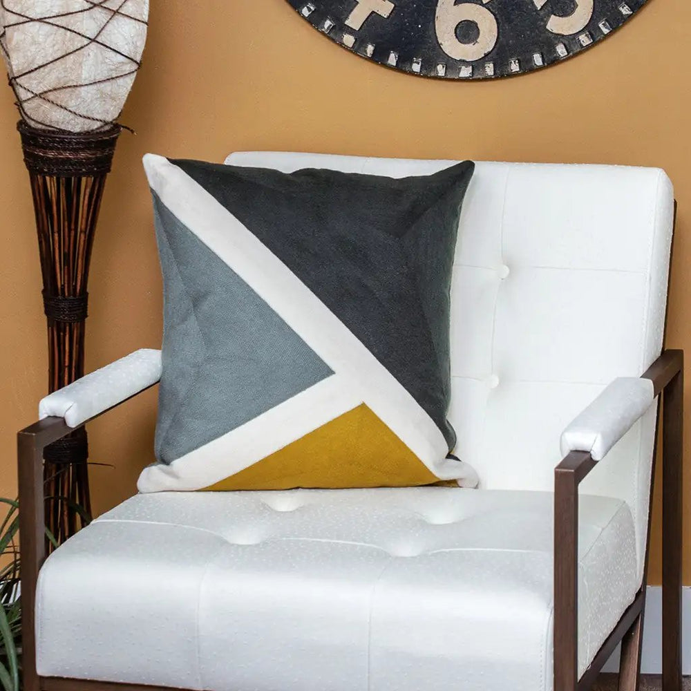 20" Black and Yellow Geometric Cotton Throw Pillow - Homeroots - Flyclothing LLC