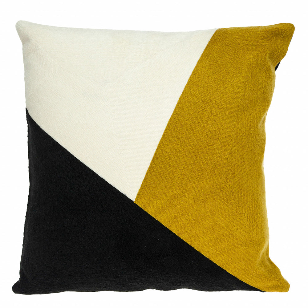 20" Black and Yellow Cotton Throw Pillow - Homeroots - Flyclothing LLC