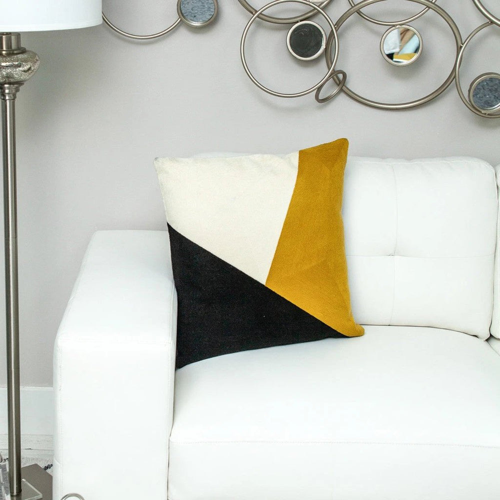 20" Black and Yellow Cotton Throw Pillow - Homeroots - Flyclothing LLC