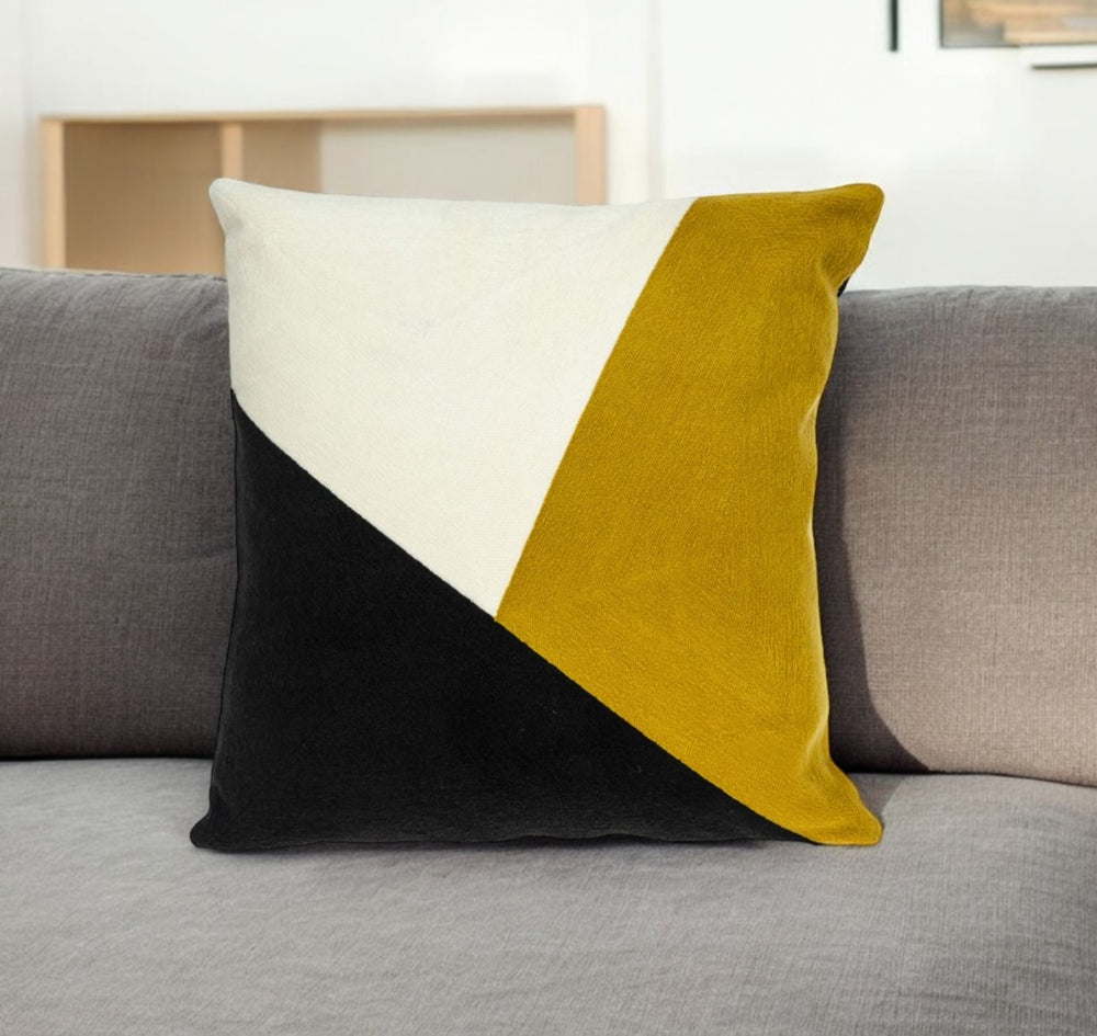 20" Black and Yellow Cotton Throw Pillow - Homeroots - Flyclothing LLC