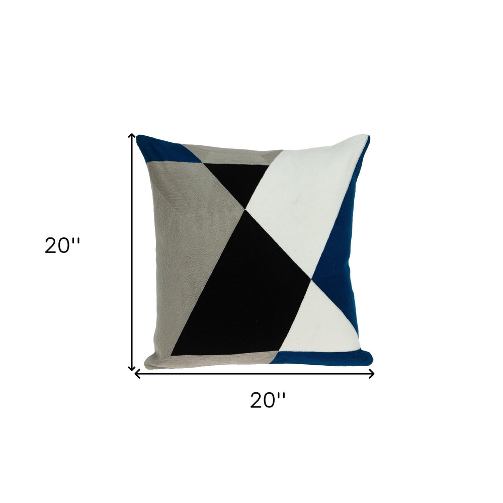 20" Gray and Black Cotton Throw Pillow - Homeroots - Flyclothing LLC