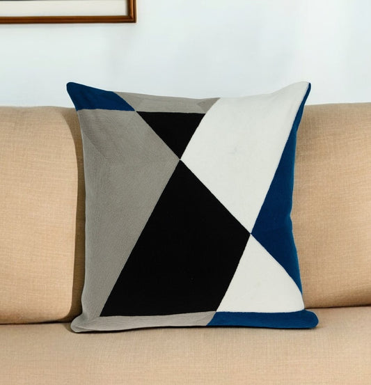 20" Gray and Black Cotton Throw Pillow - Homeroots
