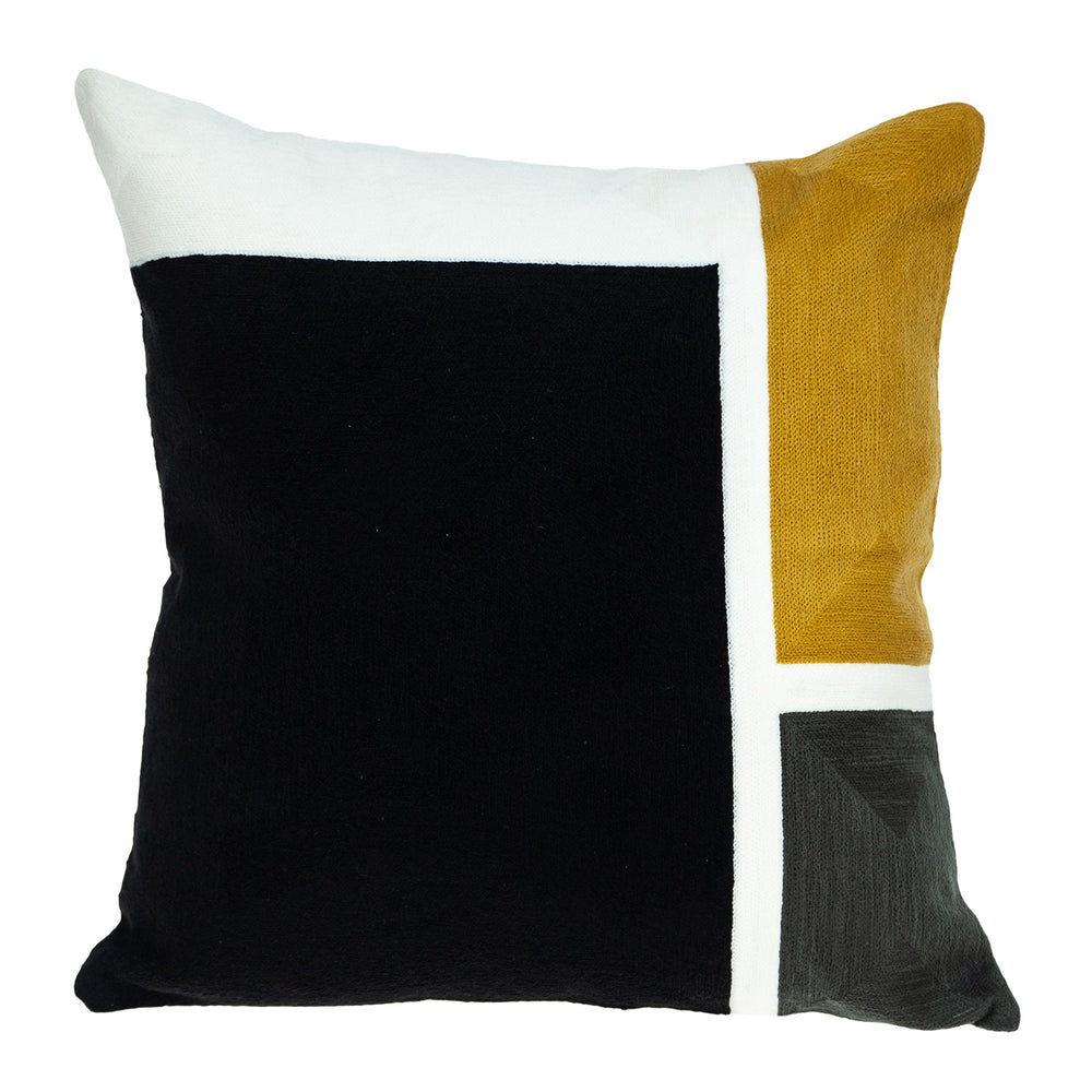 20" Black and Yellow Cotton Throw Pillow - Homeroots - Flyclothing LLC