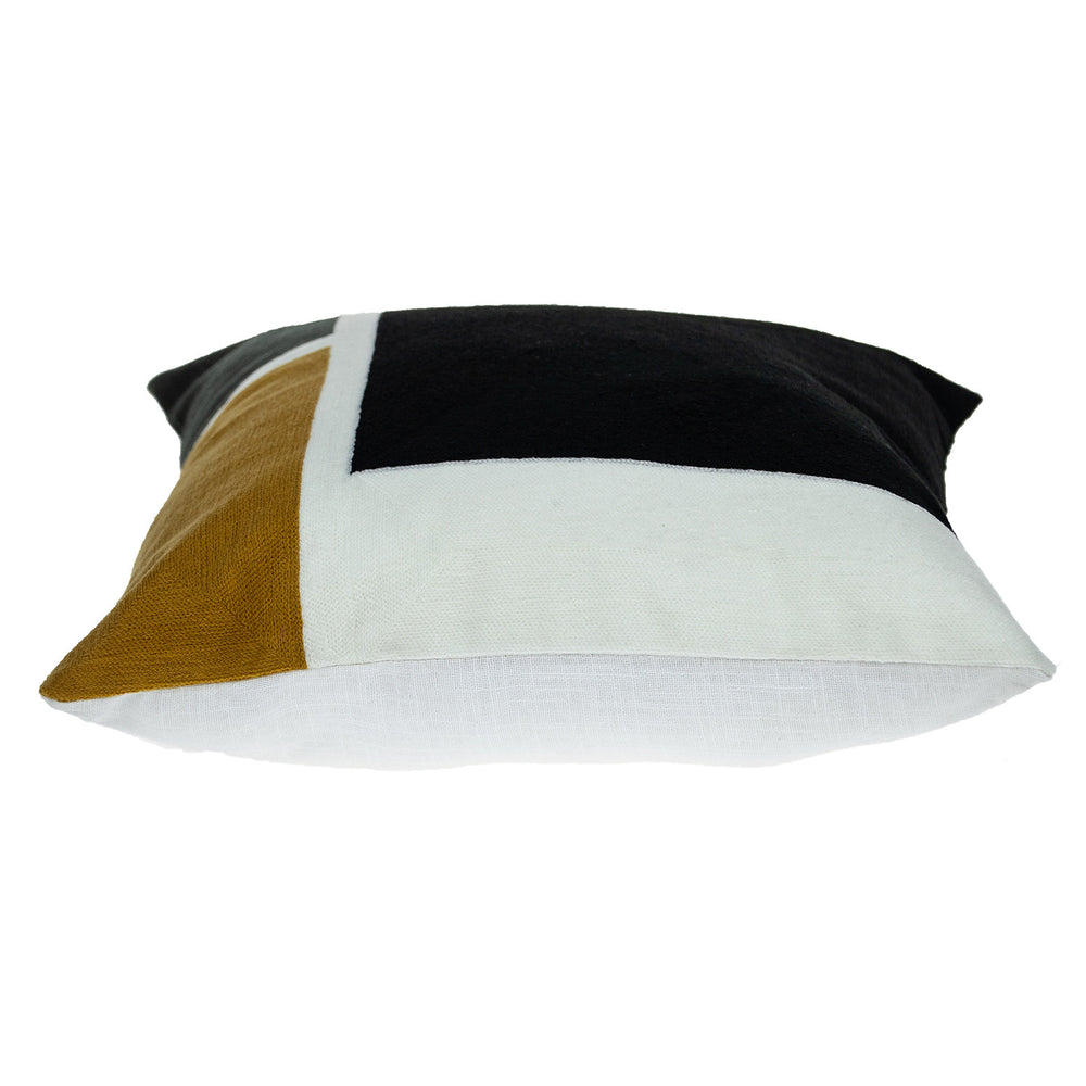 20" Black and Yellow Cotton Throw Pillow - Homeroots - Flyclothing LLC