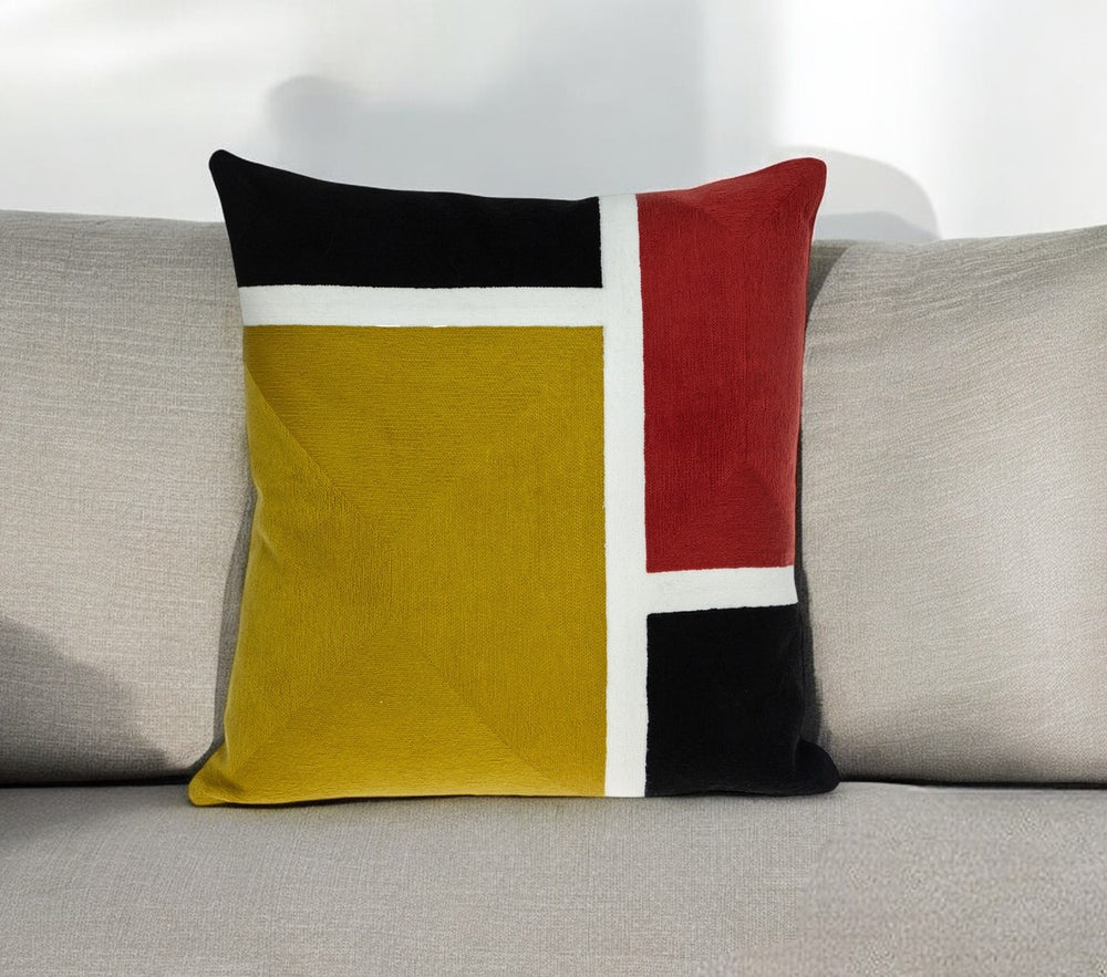 20" Mustard Yellow and Black Cotton Throw Pillow - Homeroots - Flyclothing LLC