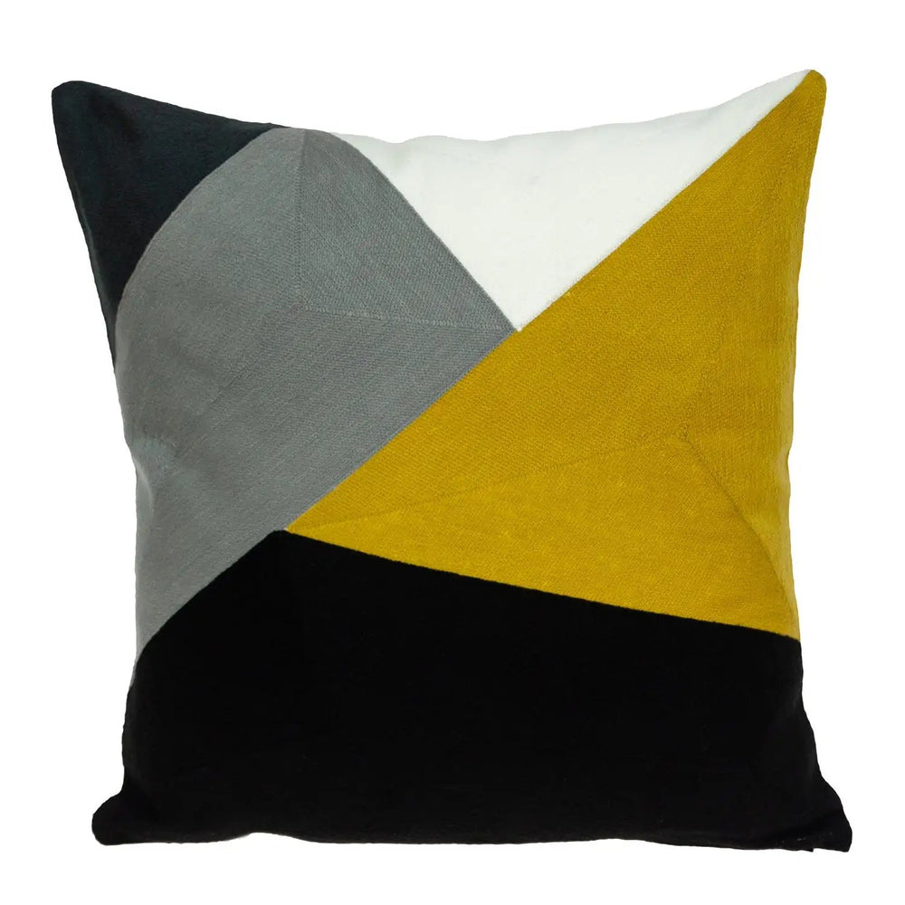 20" Black and Yellow Cotton Throw Pillow - Homeroots - Flyclothing LLC