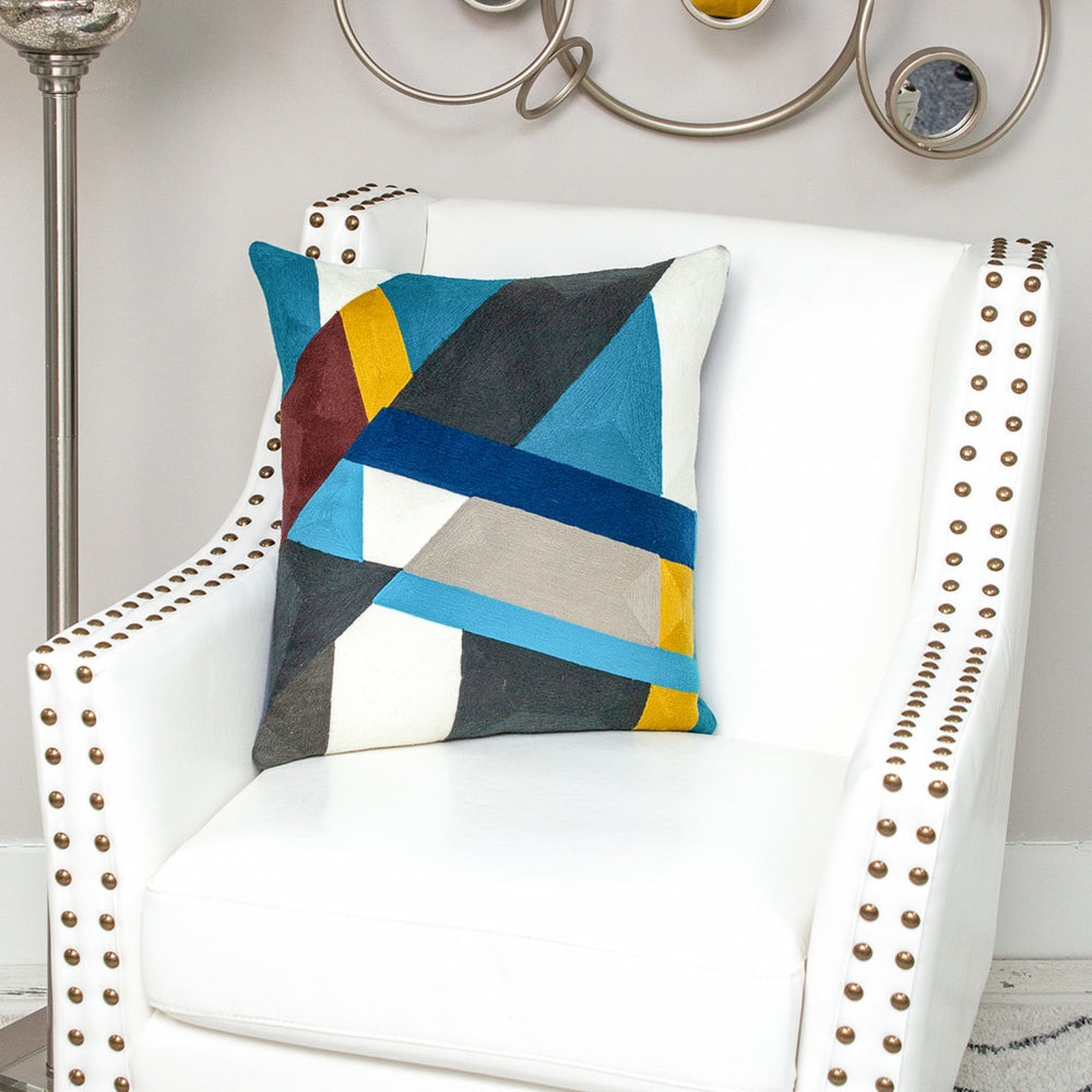 20" Blue and White Cotton Throw Pillow - Homeroots - Flyclothing LLC