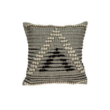 18" Beige and Black Cotton Throw Pillow With Embroidery - Homeroots - Flyclothing LLC