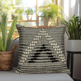18" Beige and Black Cotton Throw Pillow With Embroidery - Homeroots - Flyclothing LLC