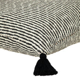 20" x 20" Beige Stripe Pattern Square Accent Throw Pillow with Tassel - Homeroots - Flyclothing LLC