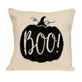 20" x 20" Cream Black Pumpkin Boo Square Accent Throw Pillow - Homeroots - Flyclothing LLC
