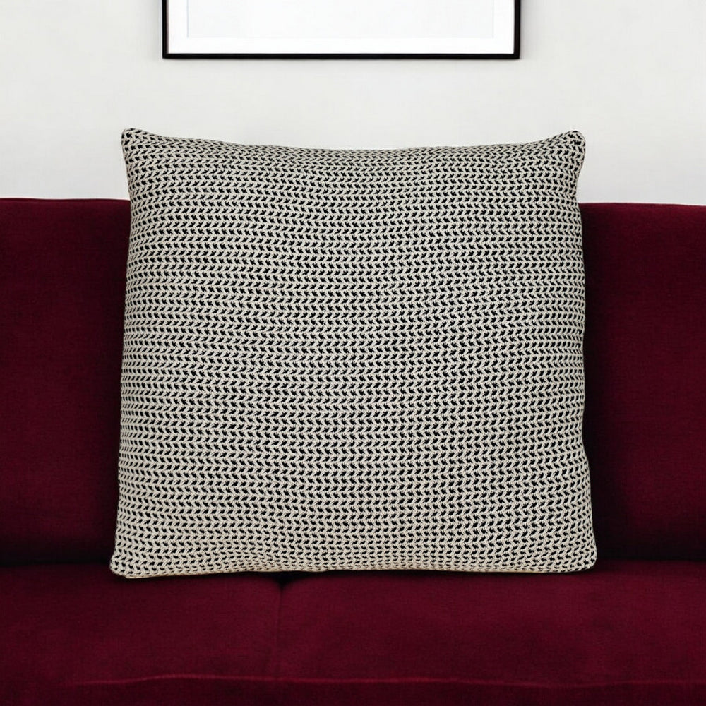 20" x 20" Black and Beige Woven Square Accent Throw Pillow - Homeroots - Flyclothing LLC