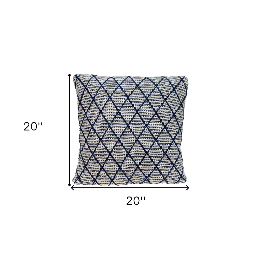 20" x 20" Blue Argyle Transitional Accent Throw Pillow - Homeroots - Flyclothing LLC