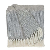 Handloomed Light Gray Cotton Throw Blanket with Tassels - Homeroots - Flyclothing LLC