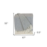 Handloomed Light Gray Cotton Throw Blanket with Tassels - Homeroots - Flyclothing LLC